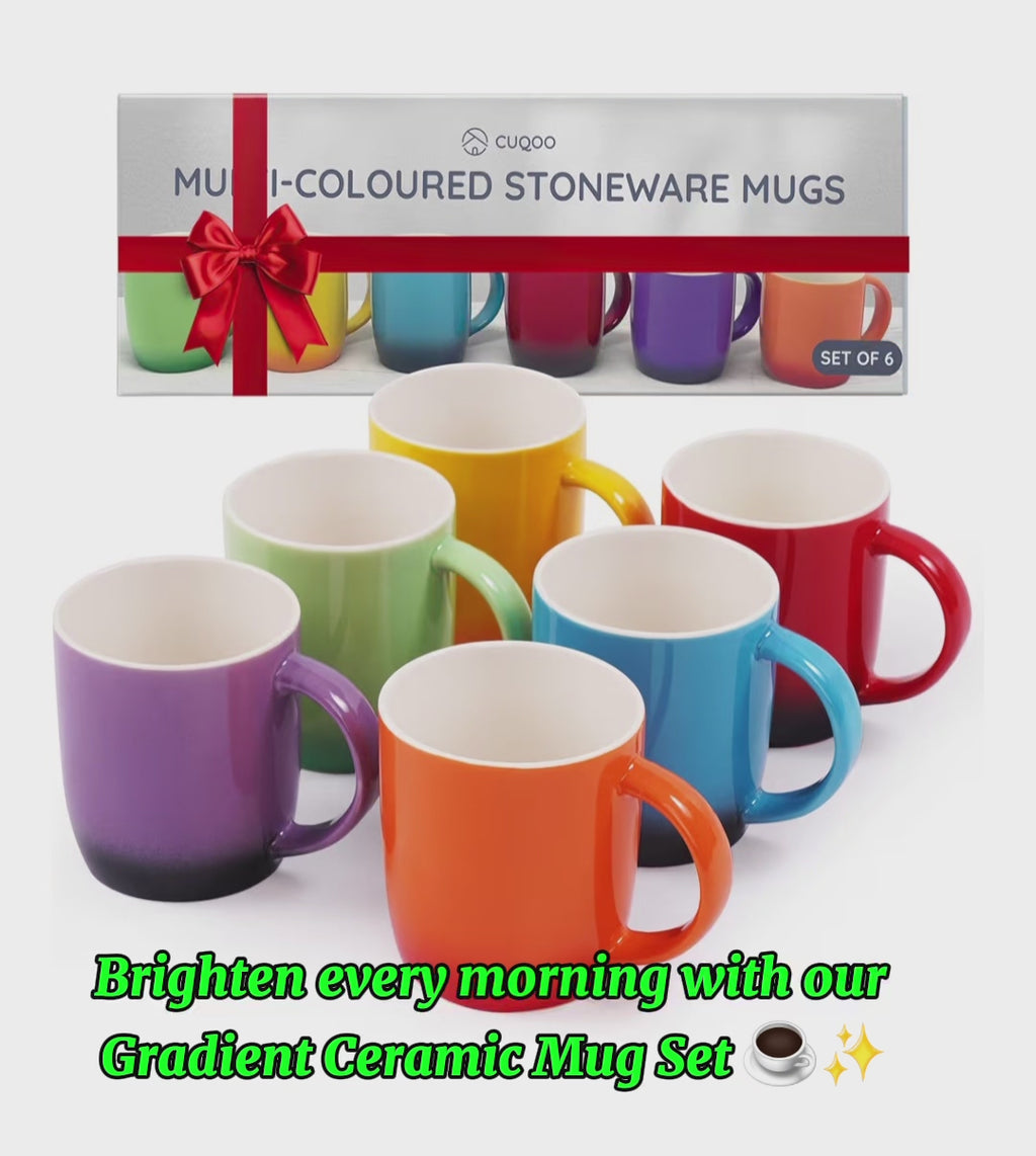 Colourfully mugs Set of 6 Colourful Stoneware Coffee Tea Mugs Microwave Safe
