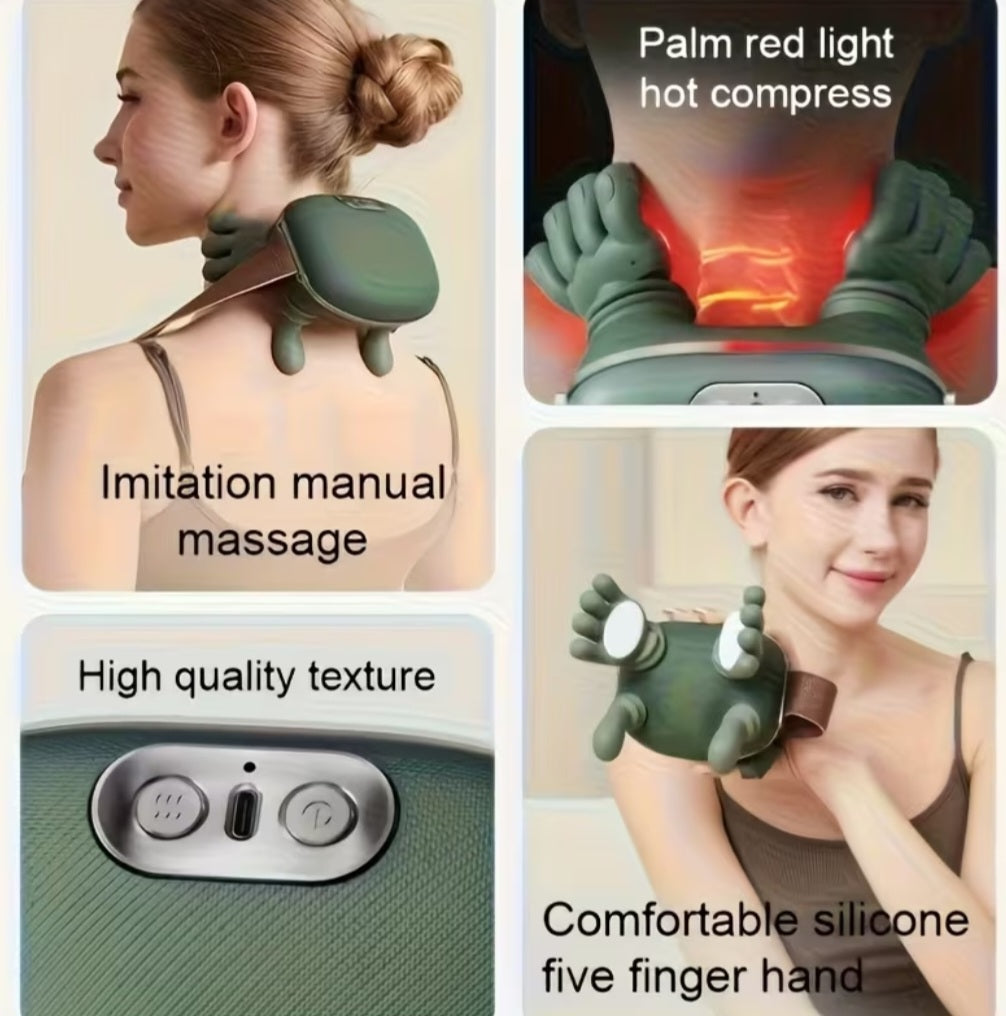 Neck Massager with Heat, 4D Deep Kneading Shiatsu Shoulder Back Massage Pillow, Portable Rechargeable Relax Gift for Women Men