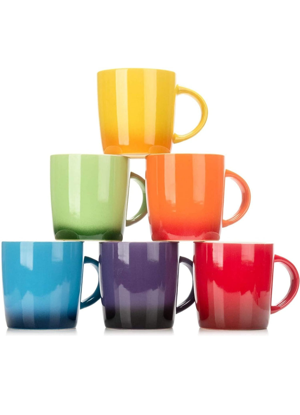 Colourfully mugs Set of 6 Colourful Stoneware Coffee Tea Mugs Microwave Safe