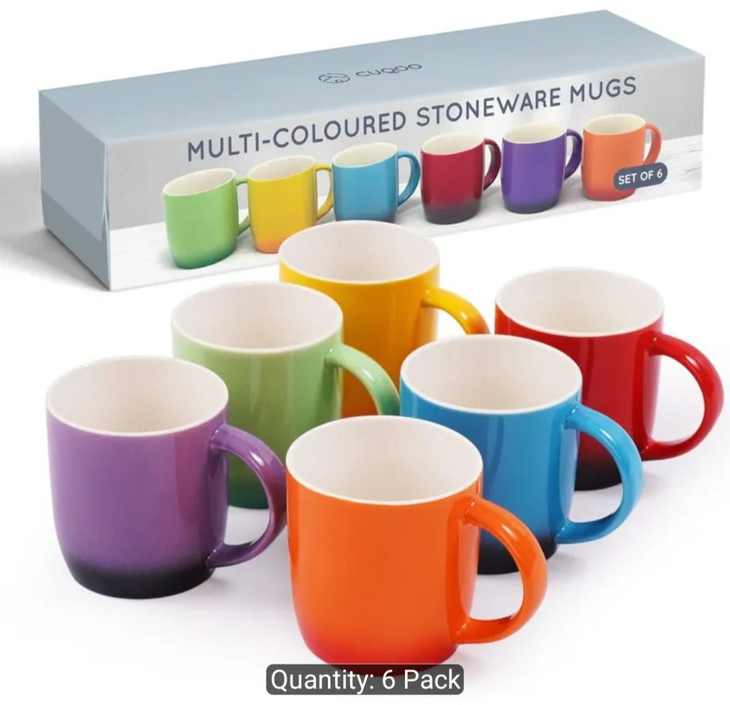 Colourfully mugs Set of 6 Colourful Stoneware Coffee Tea Mugs Microwave Safe