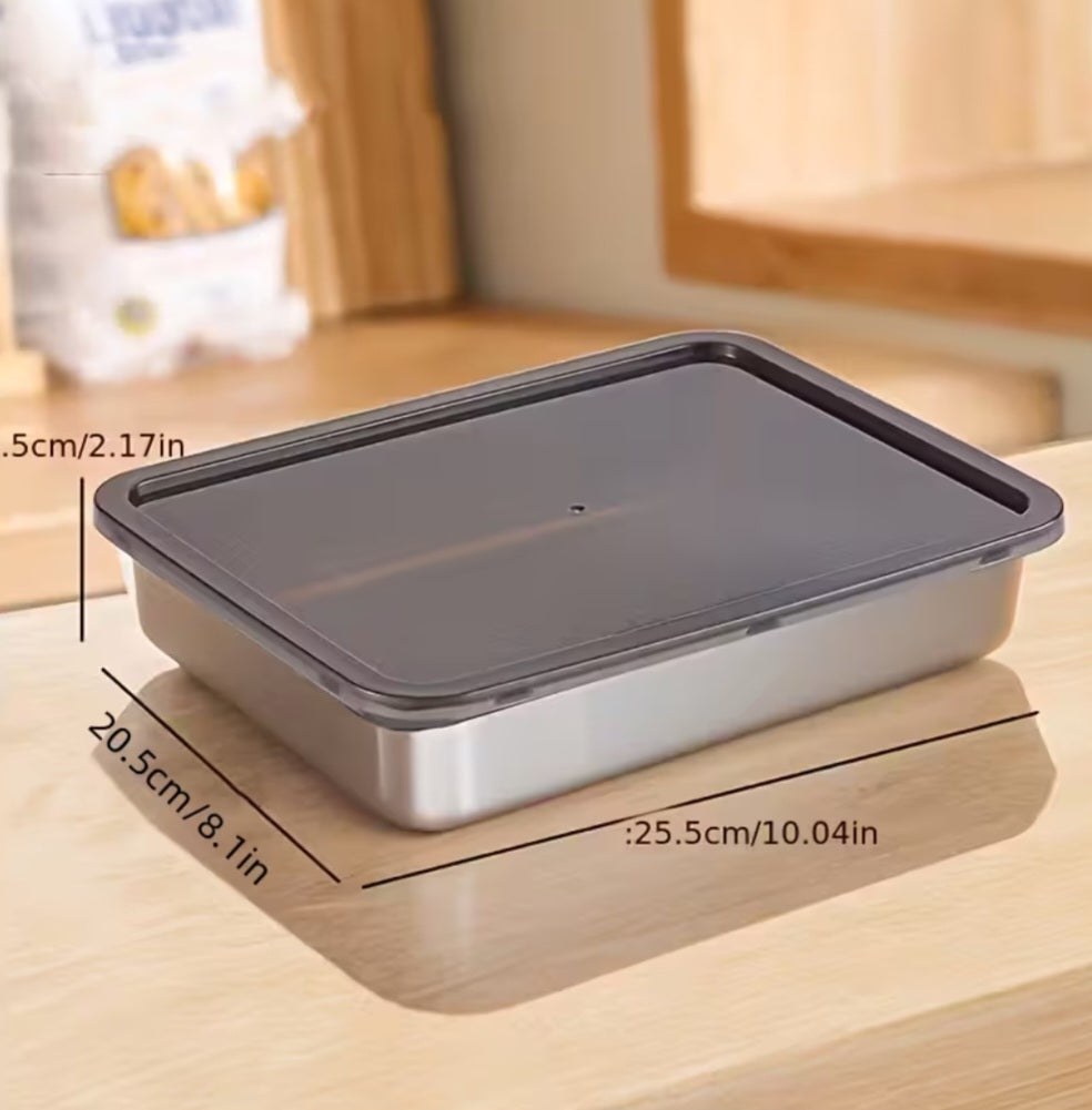 3pcs Set of Stainless Steel Food Storage Containers, Leak-Proof, baking trays