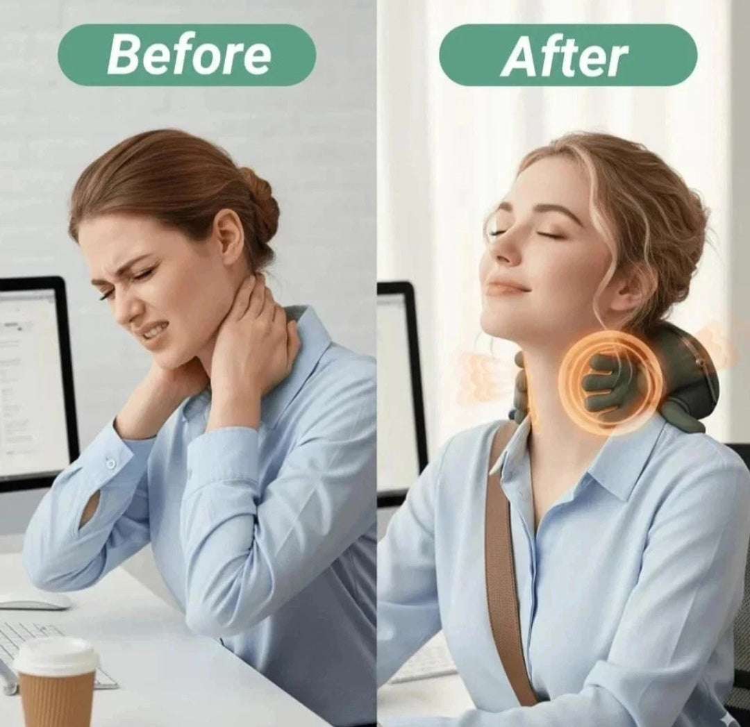 Neck Massager with Heat, 4D Deep Kneading Shiatsu Shoulder Back Massage Pillow, Portable Rechargeable Relax Gift for Women Men