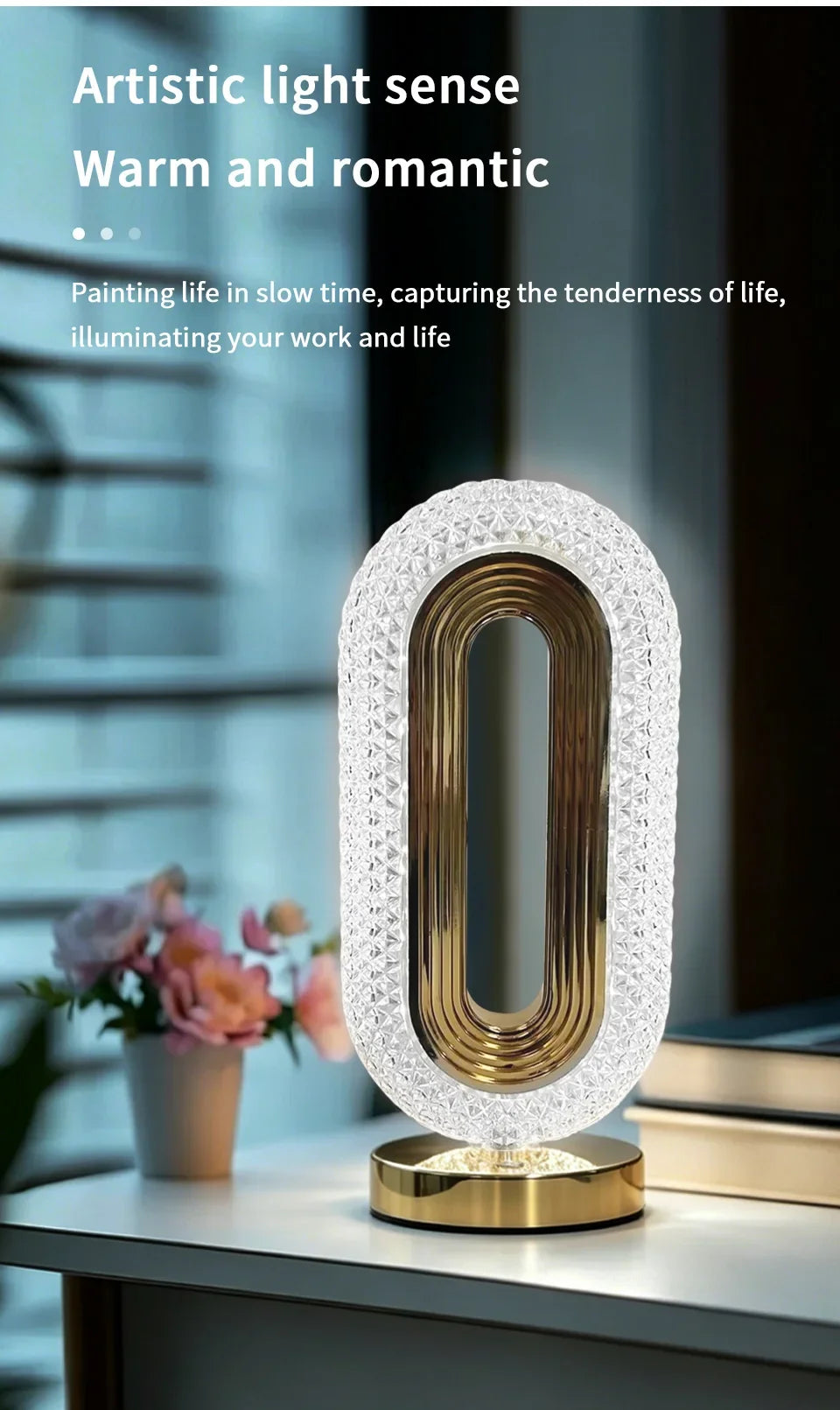 Rechargeable LED Crystal Table Lamp Touch