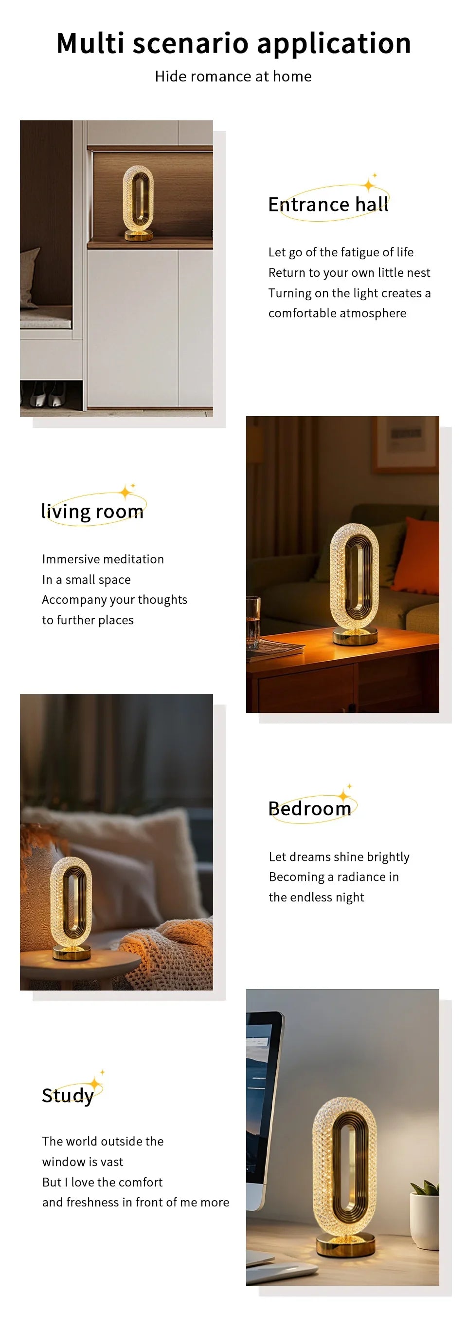 Rechargeable LED Crystal Table Lamp Touch