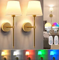 Wall Sconces Set Of 2, Dimmable Wall Sconce with Remote Control, Indoor Wall Lamp for Bedroom, Mid-Century Modern Wall Light (Golden, 55.88 cm)