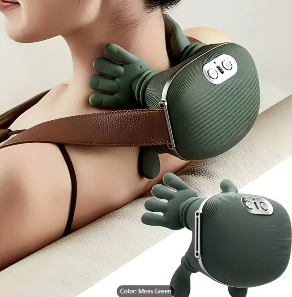 Neck Massager with Heat, 4D Deep Kneading Shiatsu Shoulder Back Massage Pillow, Portable Rechargeable Relax Gift for Women Men