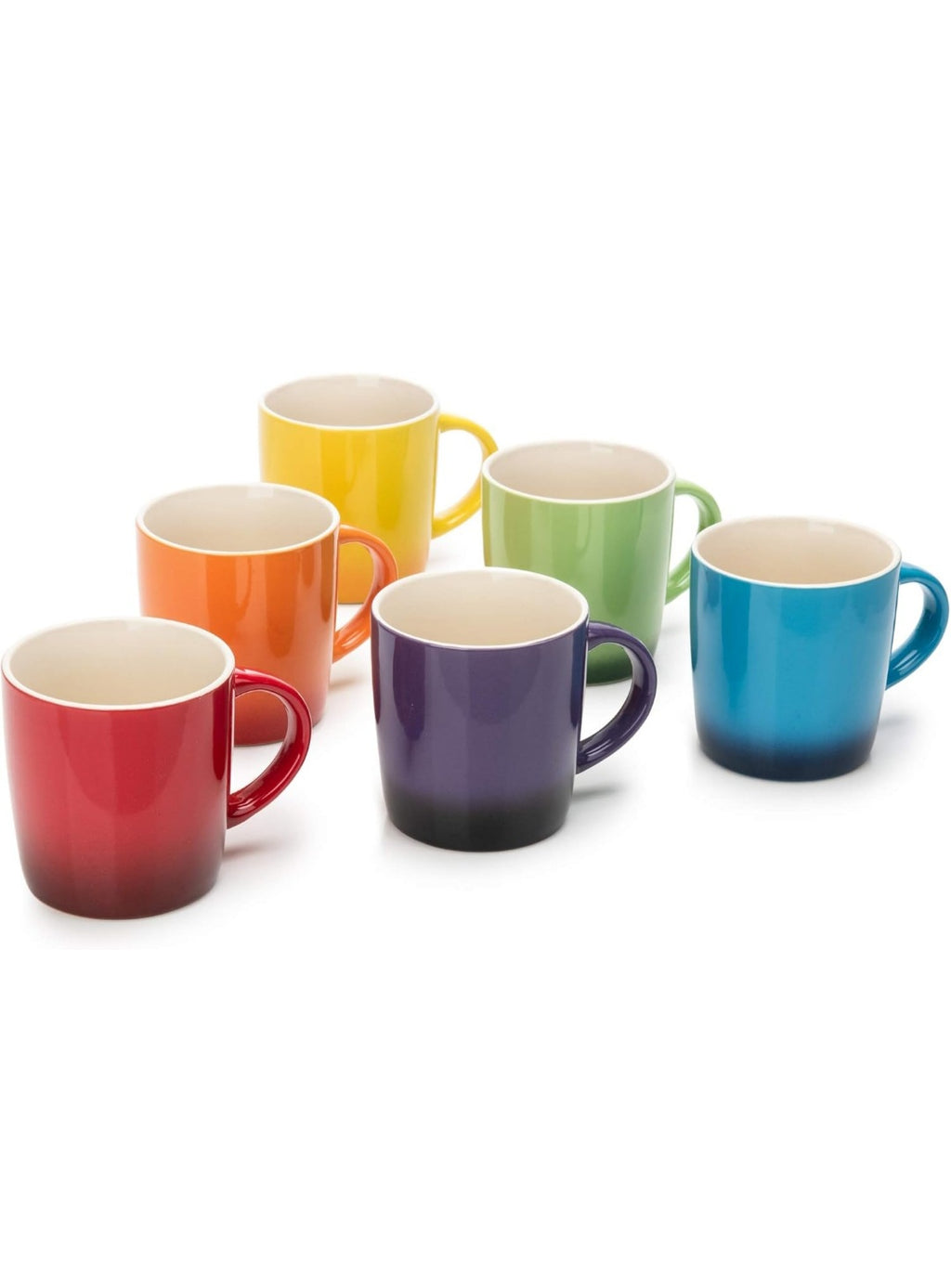 Colourfully mugs Set of 6 Colourful Stoneware Coffee Tea Mugs Microwave Safe