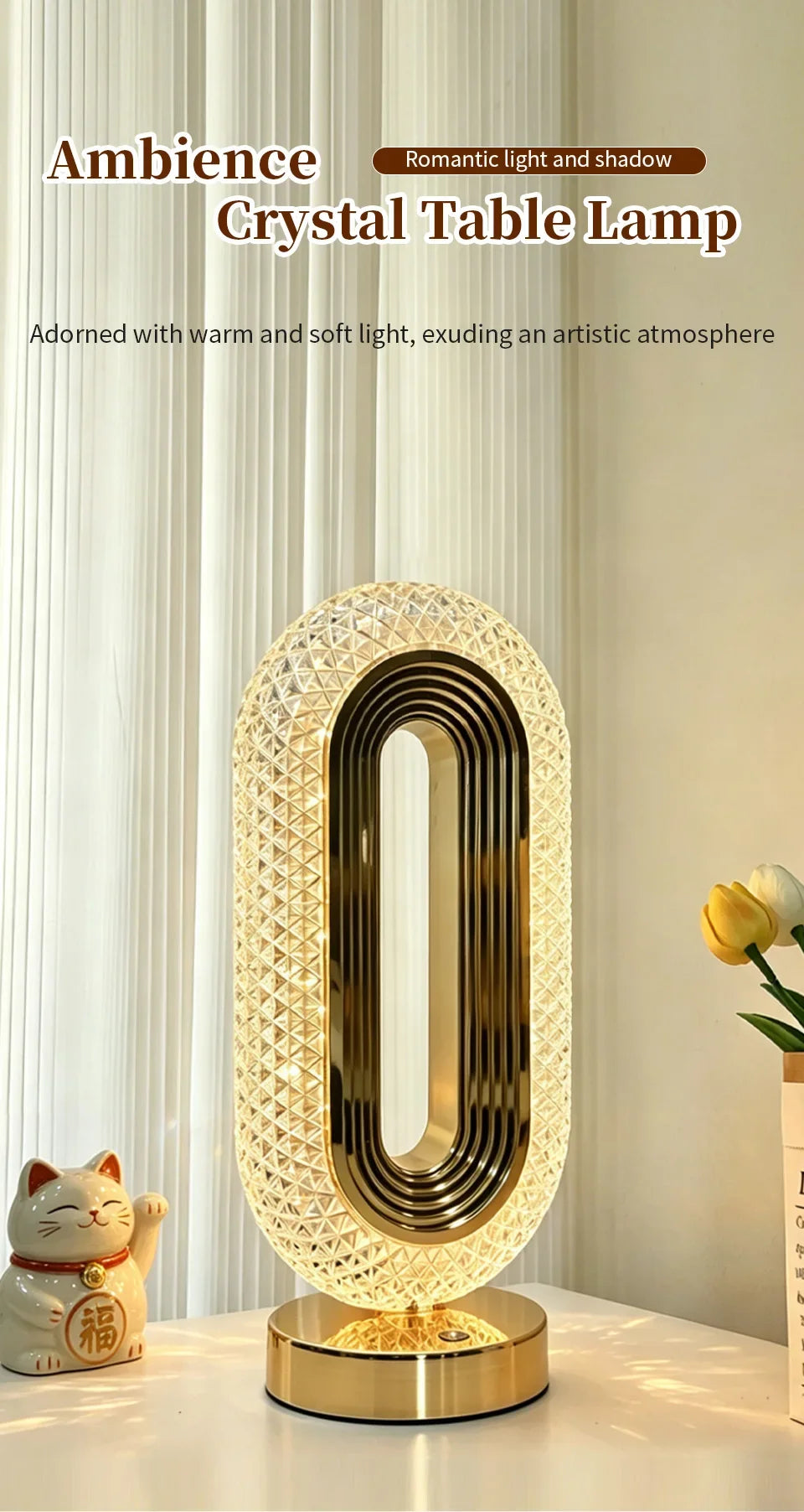 Rechargeable LED Crystal Table Lamp Touch