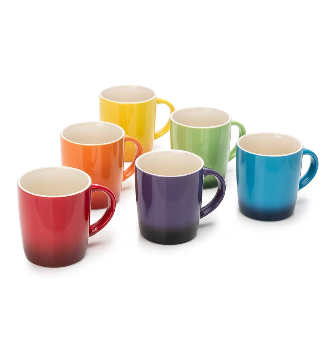 Colourfully mugs Set of 6 Colourful Stoneware Coffee Tea Mugs Microwave Safe