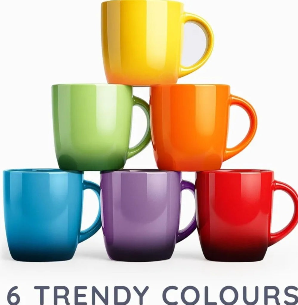 Colourfully mugs Set of 6 Colourful Stoneware Coffee Tea Mugs Microwave Safe