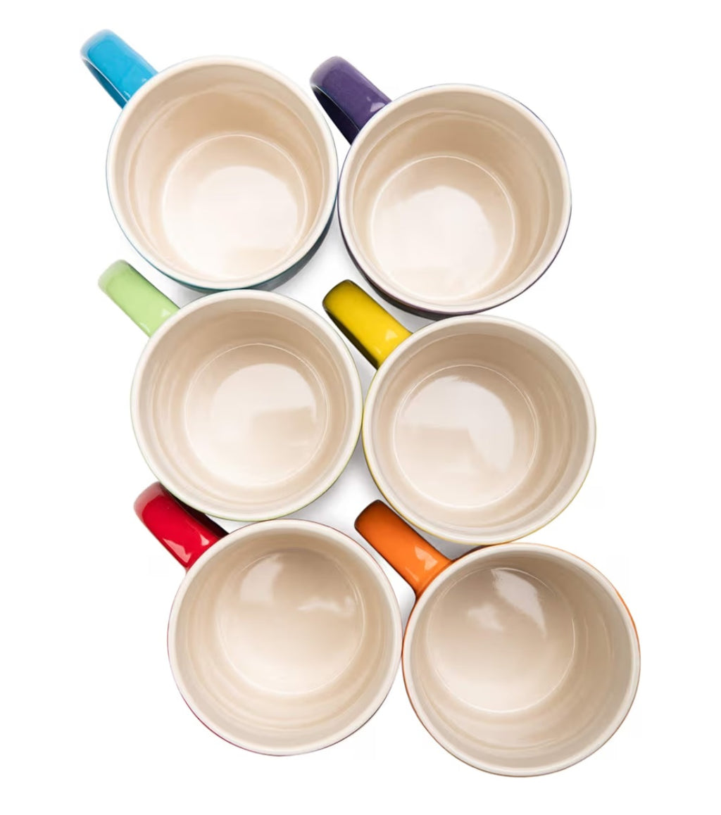 Colourfully mugs Set of 6 Colourful Stoneware Coffee Tea Mugs Microwave Safe